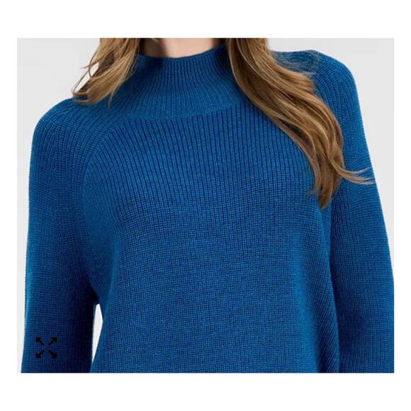 Eileen Fisher 100% Merino Wool Blue Marne Turtle Sweater plus Size 1X NWT $248 - Picture 4 of 8